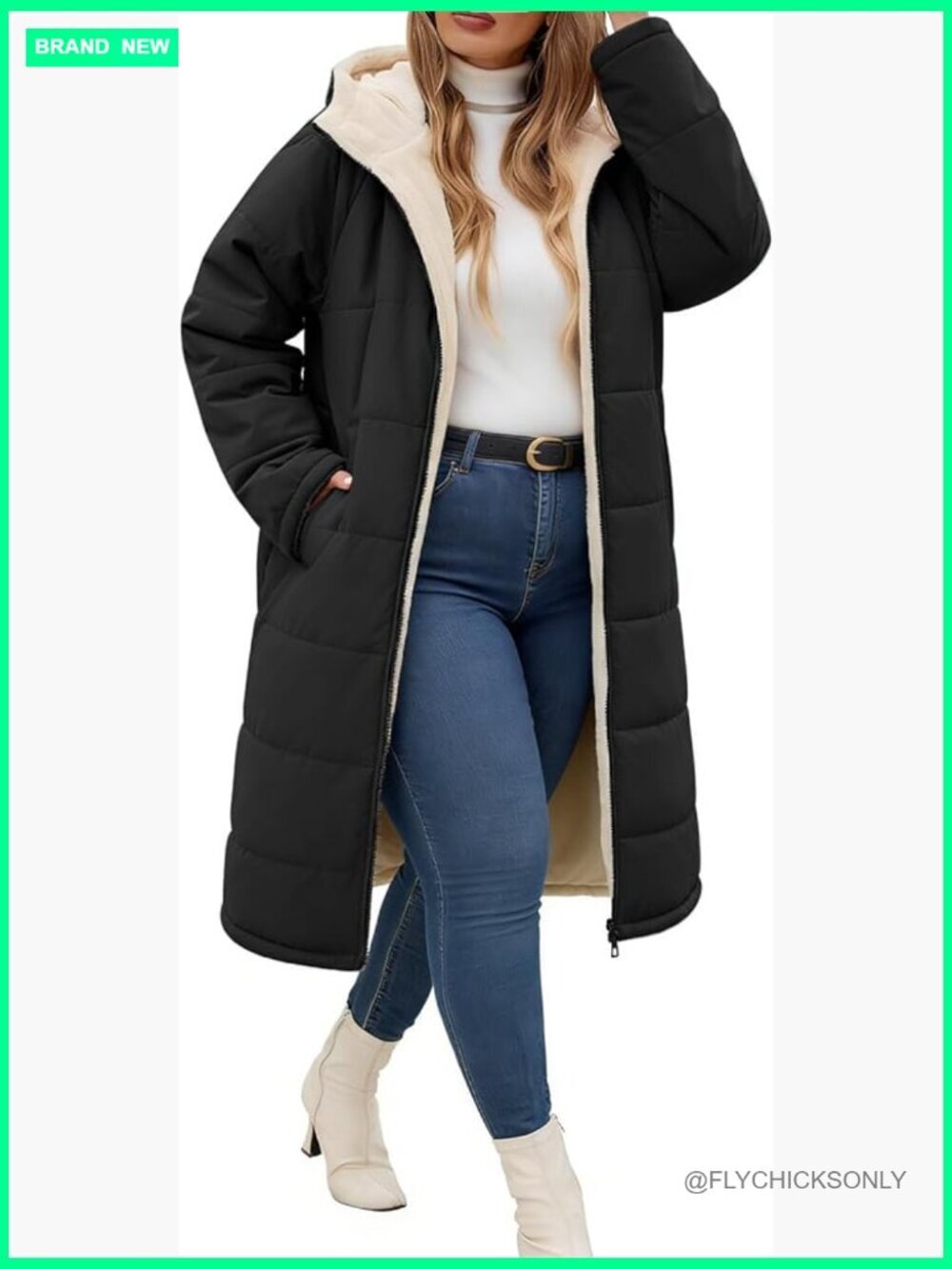 Plus Size Winter Coat with Sherpa Lining, Windproof Ribbed Cuffs, Zip Up Fleece